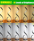 Spiral LED Table Lamp Set Of 2, 10W Dimmable With 3 Color Modes, showcasing different brightness levels, black finish