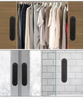 Image showing 4 Pack Recessed Door Pulls With Strong Adhesive For Sliding Closet Doors And Panel Doors installed on various surfaces.
