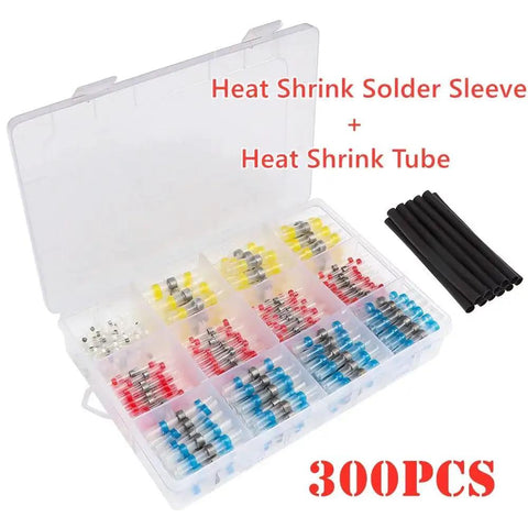 Top Tier 300 Pcs Waterproof Heat Shrink Tube Solder Seal Sleeves Insulated Electrical Connectors Kits With Wire Butt Terminals And Handy Storage Box For Every Electrical Fix You Gonna Crank Out This Season., 300-piece kit in storage box