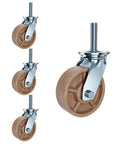 Beefy Heavy Duty Nylon Caster Wheels With Brakes, Double Locking Swivel Casters For Workbench And Rolling Cart, side view