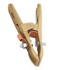 Heavy Duty Brass A-Shape Ground Welding Earth Clamp With Rock Solid Grip For Professional 500A Max Current showing brass with copper components.
