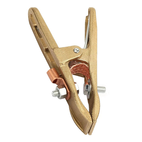 Heavy Duty Brass A-Shape Ground Welding Earth Clamp With Rock Solid Grip For Professional 500A Max Current showing brass with copper components.
