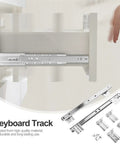 Smooth Operator Full Extension Drawer Slides Silent Soft Close Side Mount Brackets For Office Desk Keyboard Tray shown with silver steel track in use.