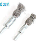 FPPO stainless steel wire wheel and crimped cup brush kit for drill, 0.0059 in wire diameter, 1/4 in shank, 7 pcs