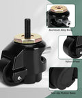 Close-up of a Heavy Duty Swivel Caster Wheel with aluminum alloy body and nylon wheel set for leveling furniture and machinery.