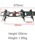 Beefed-Up 450mm 6x6 RC Crawler Chassis Frame Set For 1/10 Axial SCX10 with aluminum and carbon fiber components, top view.