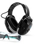Bluetooth Hearing Protection Earmuffs With Rechargeable Battery NRR 25 Decibels Noise Canceling For Snow Blowing Mowing And Construction Comes With Safety Glasses