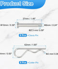 Diagram showing dimensions of Stainless Steel Clevis Pin With R Shaped Clip M6x35mm Single Hole Clevis Six Pack