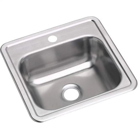 Top view of Dayton Single Bowl Drop-In Stainless Steel Bar Sink 15x15 With 2 Inch Drain Hole For Home Bars, Man Cave And Prep Areas