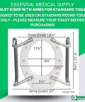 Raised Toilet Seat Riser With Padded Aluminum Arms For Support 3.5 Inch Lift Fits Most Standard Round Toilets Top View