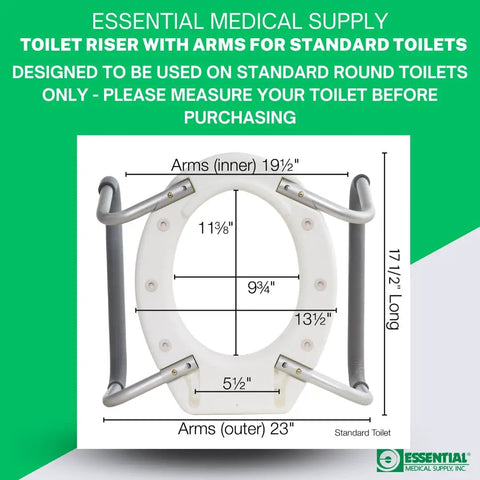 Raised Toilet Seat Riser With Padded Aluminum Arms For Support 3.5 Inch Lift Fits Most Standard Round Toilets Top View