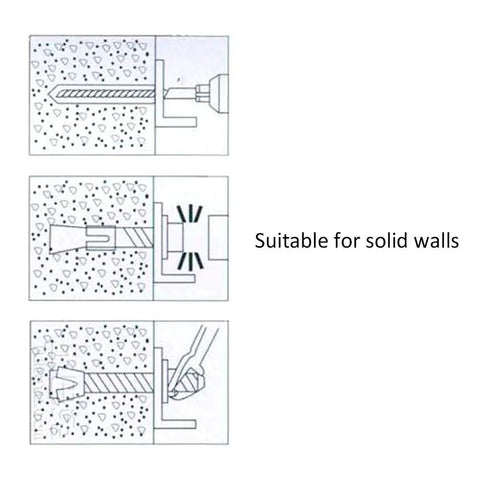Installation guide for Heavy Duty Iron Triangle Shelf Brackets For Wall Cabinets And Counters on solid walls.