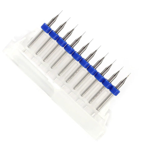 Precision Tungsten Carbide Drill Bits Kit Gear, 10 Piece Set in plastic case, ultra sharp 0.2mm bits for CNC and rotary tools