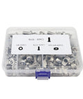 Complete M8 Hardware Kit For 4040 And 4080 Aluminum Extrusion Profiles in clear case with screws, T-nuts, and washers