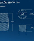Specifications of Beefy One Half Inch Black Steel Pipe Nipple Set, 10 Pack, 1 Inch Length, Pre Cut Threaded Close Nipples