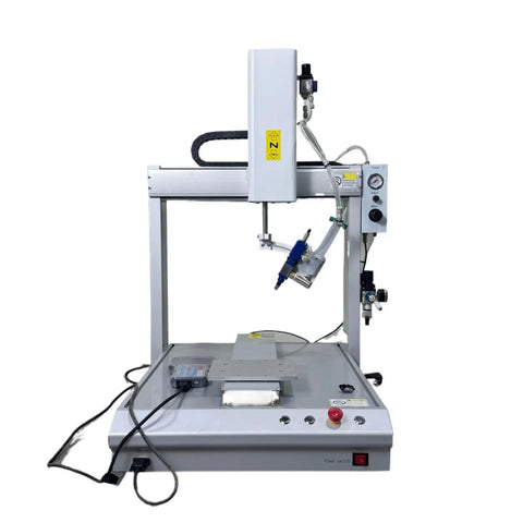 High Speed Epoxy Resin and Polyurethane Glue Dispenser for Semi Automatic Desktop Gluing and Sealing Machines Pro Grade Single Component Adhesive Applicator on desktop frame