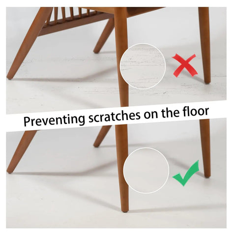 48 Pack Heavy Duty Brown Self Adhesive Felt Cabinet Door Pads Half Inch Diameter Round Furniture Glides shown preventing floor scratches.