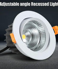 Adjustable Gimbal LED recessed light with baffle trim, 5W CRI 80+, aluminum heat sink for pitched ceilings.