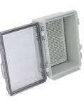 Rugged Outdoor Electrical Junction Box With IP67 ABS Enclosure, Grid Mounting Plate, Clear Cover And Stainless Steel Door Lock