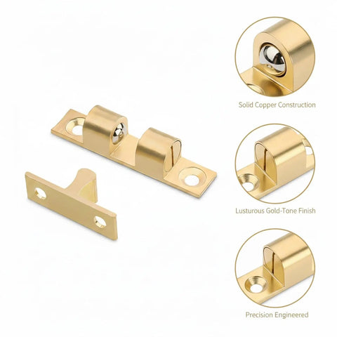 Cabinet Door Catch Magnetic Latch With Solid Copper Build And Gold Tone Finish for wardrobe cupboards and kitchen cabinets