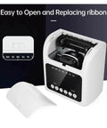 No Sweat Electronic Time Clock For Employee Attendance With Secure Passcode Lock And Bulk Time Cards, revealing easy-open ribbon compartment.