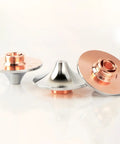High Speed 28mm Fiber Laser Nozzle Set 5 Pcs Double Layer Caliber D28 H15 M11 visible with copper finish and threading