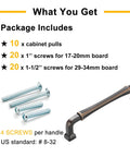 10 Pack 3 Inch Oil Rubbed Bronze Cabinet Pulls With Bronze Brushed Finish showing included screws for installation