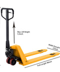 Low Profile Pallet Jack Hand Pallet Truck With Two Inch Lowered Fork Height And 48 By 27 Inch Forks 3300 Lb Capacity Ergonomic Handle