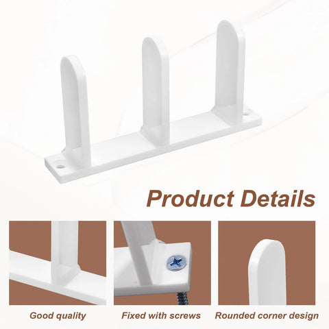 4-Piece Sliding Closet Door Floor Guides Set In White Acrylic, Practical Bottom Guides For 1-3/8 Inch Thick Doors, Includes 8 Screws
