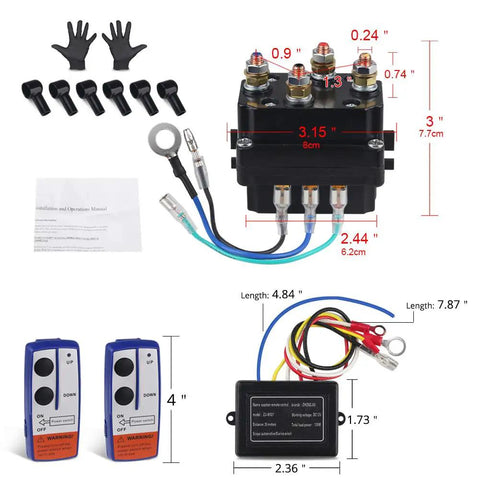 12V 250A Winch Solenoid Relay Contactor Kit With Wireless Remote Control And Six Protective Caps Universal For Trucks Jeeps ATVs SUVs 2000 To 5000 Pounds Winch Off Road Ready