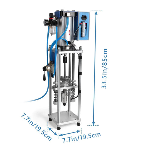 Vertical Injection Molding Machine Semi Automatic Pneumatic Plastic Extruder 0-15g Per Shot, 110V, dimensions labeled