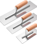 3 Piece Drywall Trowel Set Pro Grade Stainless Steel Masonry Finishing Trowels With 14x4 12x4 8x3 Inch Blades Lightweight Wooden Handle