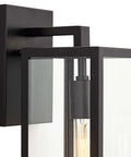 Dope Mystic Black Outdoor Wall Light With Clear Glass Panel, 14 1/4 Inch Tall, 7 Inch Projection, side view