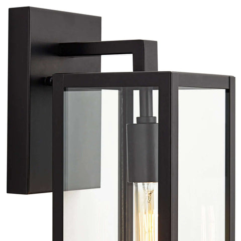 Dope Mystic Black Outdoor Wall Light With Clear Glass Panel, 14 1/4 Inch Tall, 7 Inch Projection, side view