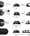24 Pack Self Adhesive Cable Clips For Desk And Home Office Car including size details, black color, and cable organization.