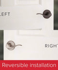 Avalon Front Door Handleset No Lock With Exterior Entry Lever And Reversible Interior Handle, Satin Nickel Finish, reversible use