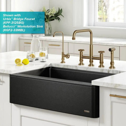 Urbix Standalone On-Demand Lead-Free Kitchen Water Filter Faucet in Brushed Gold with Rust-Resistant Finish and Brass Waterlines