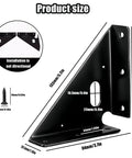 Built Tough Heavy Duty Gusset Joint Set four pieces for invisible corner reinforcement and shelf support metal bracket size details