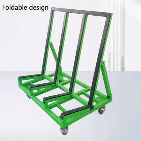 Premium Folding Glass Transport Cart And Heavy Duty Door Window Material Trolley with a foldable green steel design for easy storage.