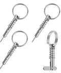 4-Pack Quick Release Pins With Drop Cam And Spring, One Quarter Inch Diameter, 0.86 Inch Usable Length, Saltwater Ready 316 Stainless Marine