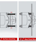 Diagram showing surface and rear panel mounting options for Beefy Heavy Duty Battery Switch 12 to 48 Volt Waterproof Master Disconnect Isolator.