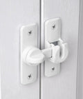 White Aluminum Alloy Gate Lock Featuring Dual Angle Design For Rugged Barn Door Latch Security Smooth 90 And 180 Degree Pivoting