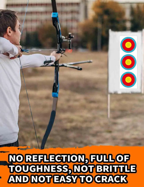 Archer aiming at Vertical 3 Spot Archery Targets Pack For Recurve Bows 30 Paper Face Targets in outdoor setting