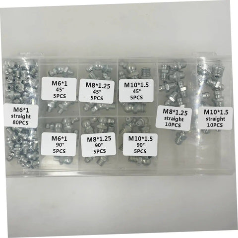 260 Piece Hydraulic Pro Grade Grease Fitting Assortment Kit For Mechanical Lubrication With Metric And Imperial Sizes In Storage Case