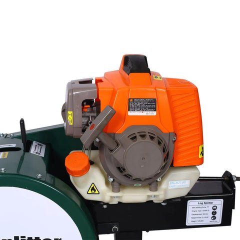 Heavy Duty Yard Beast 7 Ton Gas Log Splitter With Double Flywheel Auto Return Portable 63cc Engine close-up of engine