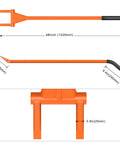 48 Inch Wrecking Bar With Dual Tines, Heavy Duty Pallet Buster With Steel Handle For Fast Deck Removal, nails, drywall, flooring, and siding demolition, side view