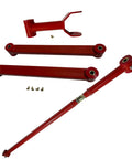 4-Piece Rear Upper And Lower Control Arm Kit With Adjustable Track Bar For 2005-2010 Ford Mustang 2-Door, Heavy-Duty HD Steel Suspension Upgrade For Improved Handling And Ride Quality, red steel set