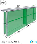 Rock Solid Heavy Duty Stainless Steel Work Table With Open Base Commercial Grade Metal Prep Bench For Restaurants Garages And Workshop Areas 84 Inch Long By 14 Inch Deep dimensions and materials showcased.