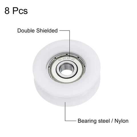 8 Pack U626ZZ Nylon Pulley With U Groove Ball Bearing 6x30x10mm GCr15 Chrome Steel Bearings ABEC3 Shielded Roller Wheel For Smooth Durable Performance In High Load Applications, double shielded nylon bearing