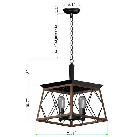 Farmhouse Rustic Chandelier With Antique Geometric Industrial Design In Bronze Four Light Hanging Fixture dimensions